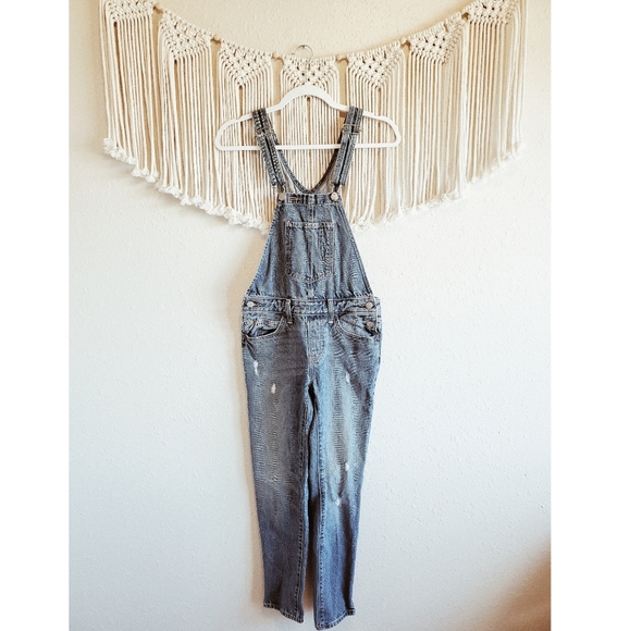 LEVI'S Distressed Skinny Leg Full Length Overalls - Picture 3 of 9